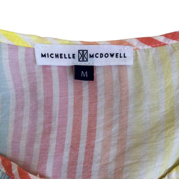 Michelle McDowell Sz M Penelope Pastel Rainbow Striped Smocked Ruffled Top - Picture 13 of 16
